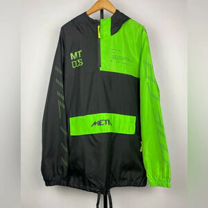 Meta‎ Black Green Coding Coder Pullover Hooded Multipocket Windbreaker Jacket